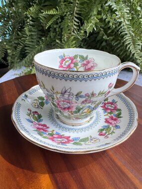 Vintage Duchess Nanking Teacup and Saucer Set, Fine English Bone China
